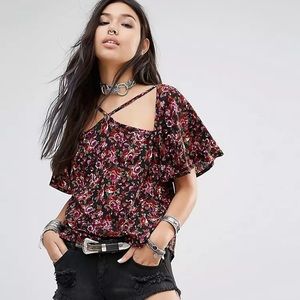 The Ragged Priest Milk It Vintage Cold Shoulder Cross Front Blouse